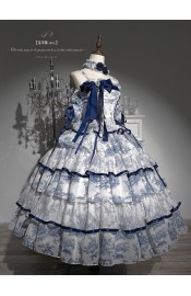 Xing Weimian Rain On Celadon Short and Long JSK with Detachable Puff Sleeves(1st Pre-Order/Full Payment Without Shipping)
